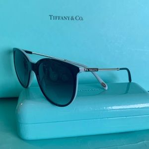SOLD Tiffany & Co. Black Cat Eye Gold Rope Sunglasses Model TF4087